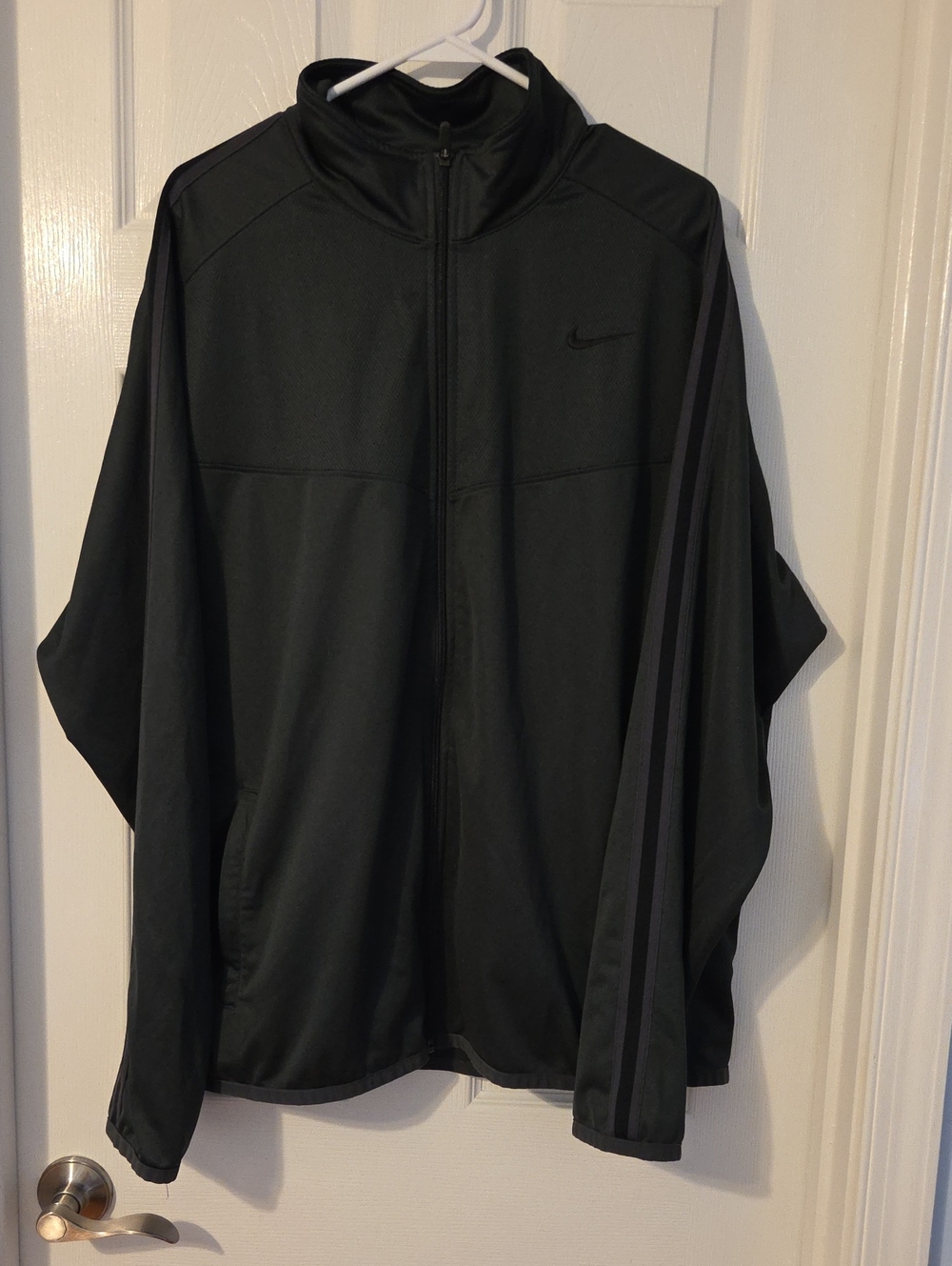 Nike Black Full-Zip Performance Jacket with Gray Stripe